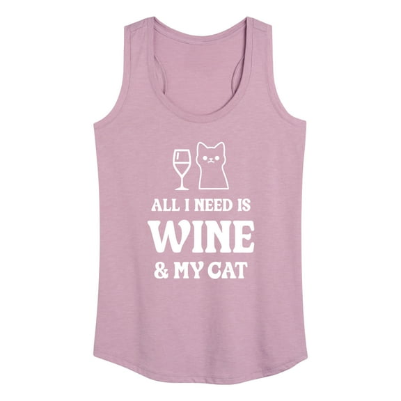 Instant Message - All I Need Wine Cat - Women's Racerback Tank Top