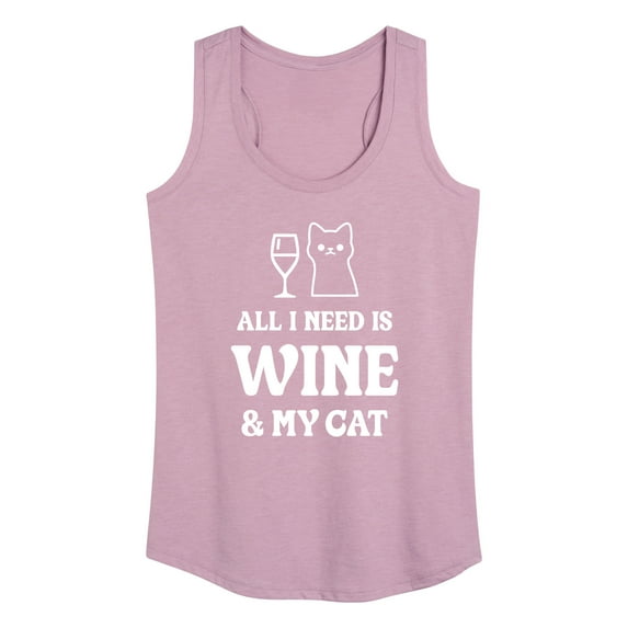 Instant Message - All I Need Wine Cat - Women's Racerback Tank Top