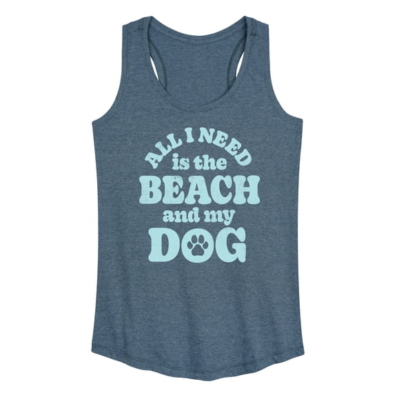 Instant Message - All I Need is the Beach & my Dog - Women's Racerback Tank Top