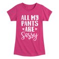 thumbnail image 1 of Instant Message - All My Pants Are Sassy - Toddler And Youth Girls Short Sleeve Graphic T-Shirt, 1 of 5