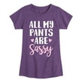 thumbnail image 1 of Instant Message - All My Pants Are Sassy - Toddler And Youth Girls Short Sleeve Graphic T-Shirt, 1 of 5