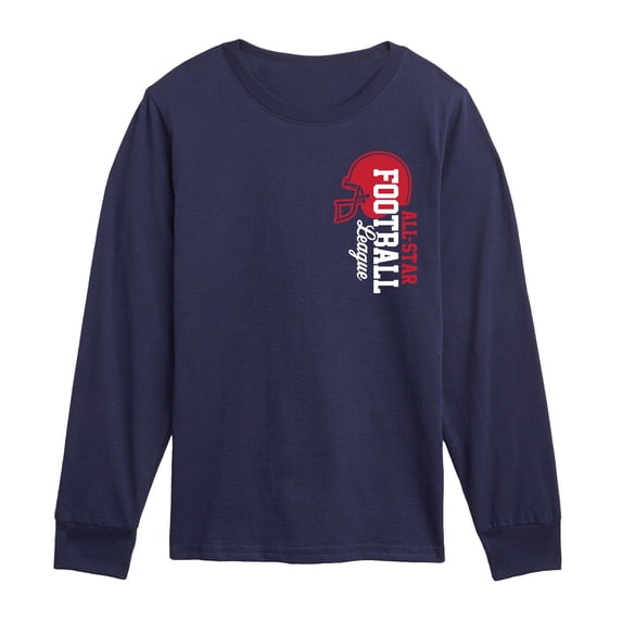 Instant Message - All Star Football League Oversized Left Chest Long Sleeve Graphic T-Shirt