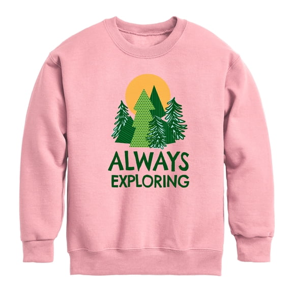 Instant Message - Always Exploring - Toddler And Youth Crewneck Fleece Sweatshirt