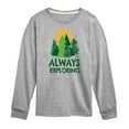 thumbnail image 1 of Instant Message - Always Exploring  - Toddler And Youth Long Sleeve Graphic T-Shirt, 1 of 6