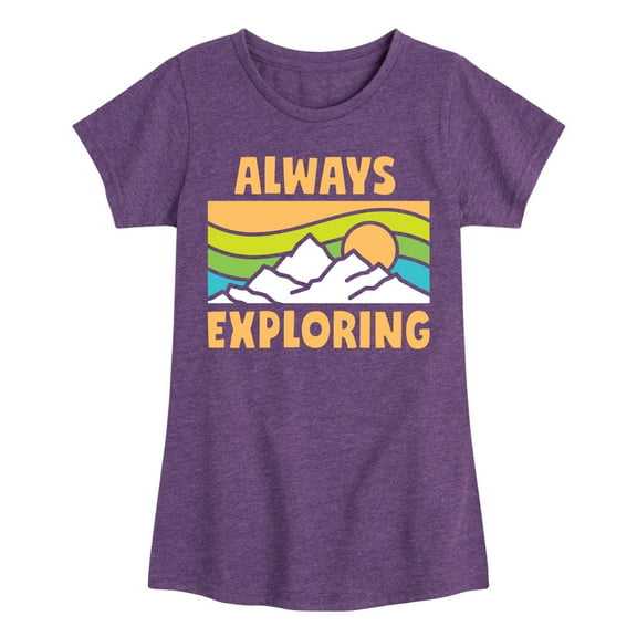 Instant Message - Always Exploring - Toddler & Youth Girls Short Sleeve Graphic T-Shirt