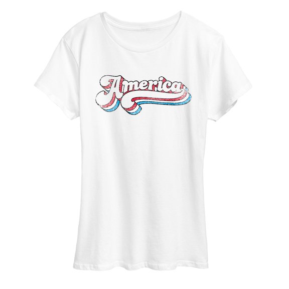 Instant Message - America 70S Type Patriotic Memorial Day - Women's Short Sleeve Graphic T-Shirt