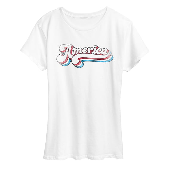 Instant Message - America 70S Type Patriotic Memorial Day - Women's Short Sleeve Graphic T-Shirt