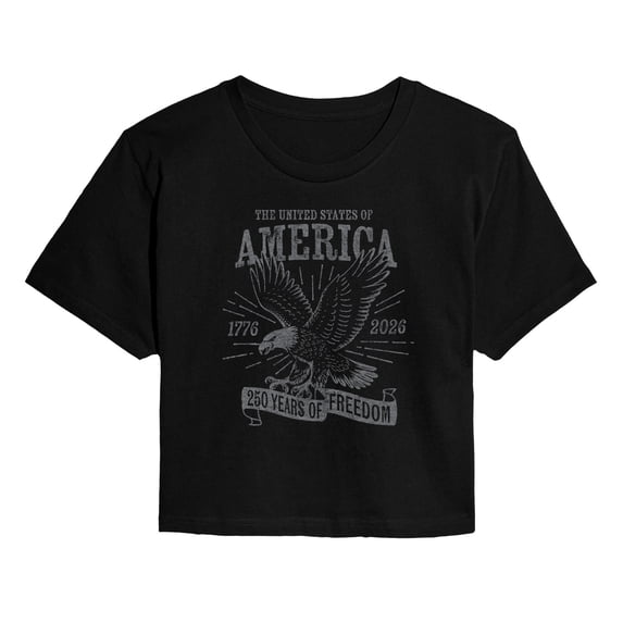 Instant Message - America Eagle - Juniors Cropped Short Sleeve Graphic T-Shirt