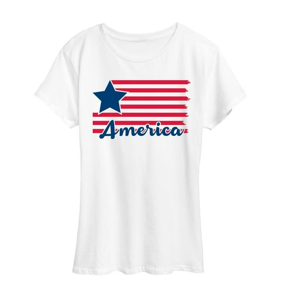 Instant Message - America, Flag Single Star Brushed Patriotic Memorial Day - Women's Short Sleeve Graphic T-Shirt