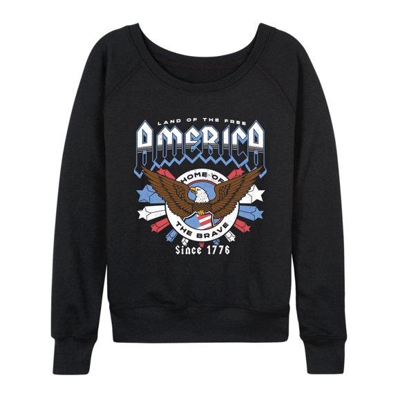 Instant Message - America Rock Tee - Women's French Terry Long Sleeve Pullover