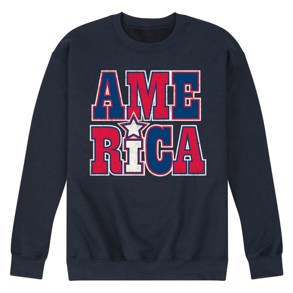 Instant Message - America Stacked - Men's Crew Neck Fleece Pullover