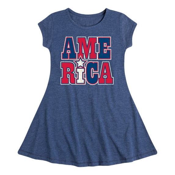 Instant Message - America Stacked - Toddler & Youth Girls Fit & Flare Dress