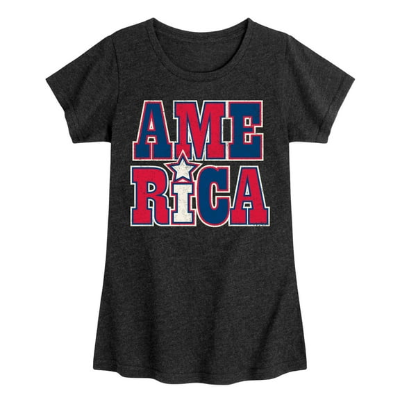 Instant Message - America Stacked - Toddler & Youth Girls Short Sleeve Graphic T-Shirt