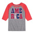 thumbnail image 1 of Instant Message - America Stacked - Toddler & Youth Raglan Graphic T-Shirt, 1 of 7