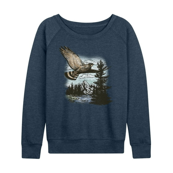 Instant Message - America's Hawk Nature Scenery - Women's Lightweight French Terry Long Sleeve Shirt