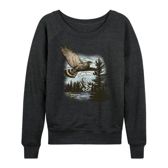 Instant Message - America's Hawk Nature Scenery - Women's Lightweight French Terry Long Sleeve Shirt