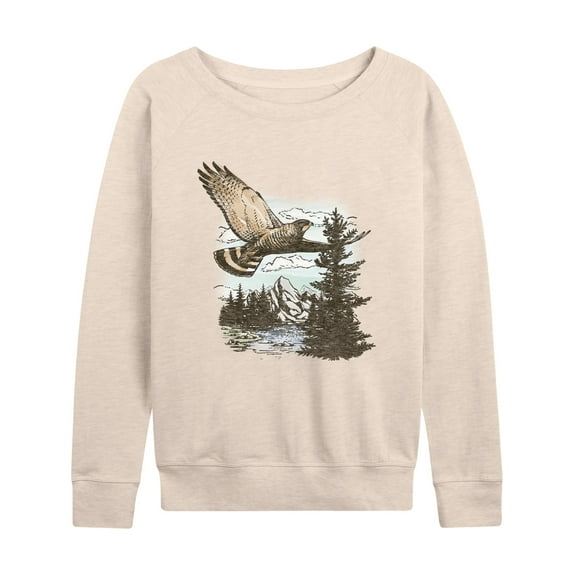 Instant Message - America's Hawk Nature Scenery - Women's Lightweight French Terry Long Sleeve Shirt