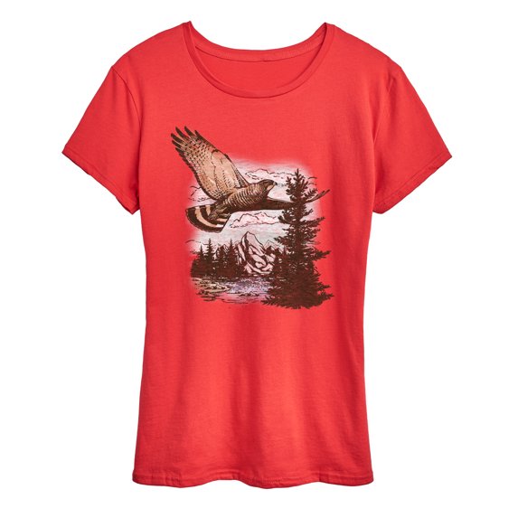 Instant Message - America's Hawk Nature Scenery - Women's Short Sleeve Graphic T-Shirt