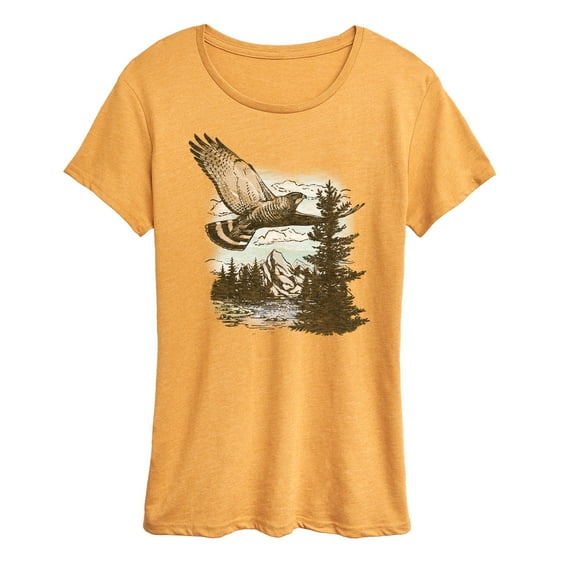 Instant Message - America's Hawk Nature Scenery - Women's Short Sleeve Graphic T-Shirt