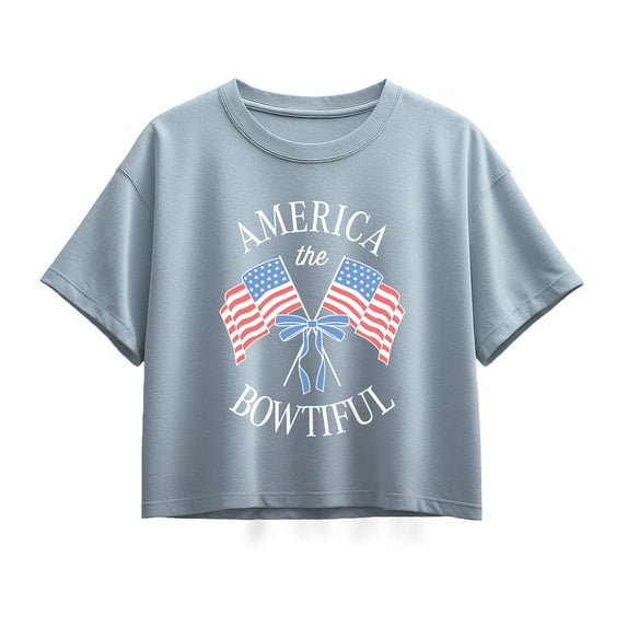 Instant Message - America the Bowtiful Short Sleeve Boxy Graphic T-Shirt