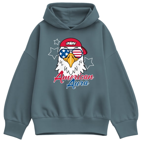 Instant Message - American Aura Eagle - Women's Oversized Fleece Hoodie Sweatshirt