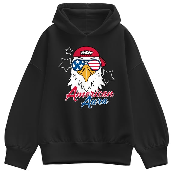Instant Message - American Aura Eagle - Women's Oversized Fleece Hoodie Sweatshirt
