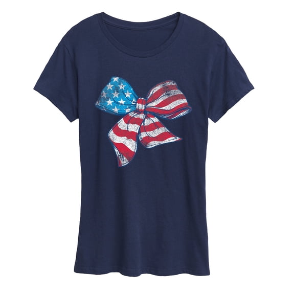 Instant Message - American Flag Bow - Women's Short Sleeve Graphic T-Shirt