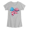 thumbnail image 1 of Instant Message - American Flag Bow - Youth Girls Fitted Short Sleeve T-Shirt, 1 of 4