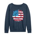 thumbnail image 1 of Instant Message - American Flag Sunflower  - Women's Lightweight French Terry Long Sleeve Shirt, 1 of 6