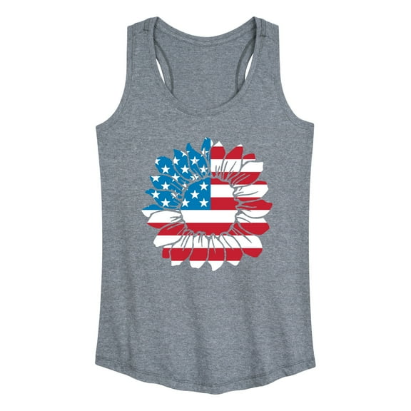 Instant Message - American Flag Sunflower  - Women's Racerback Tank Top