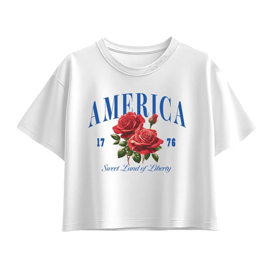 Instant Message - American Roses - Youth Girls Boxy T-Shirt