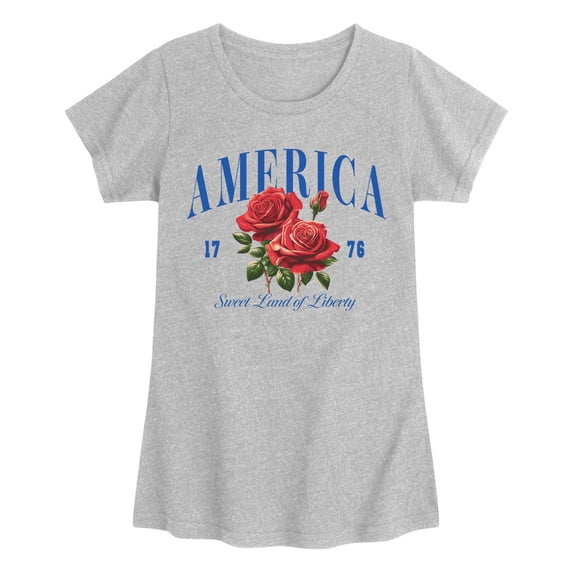 Instant Message - American Roses Fitted Short Sleeve Graphic T-Shirt