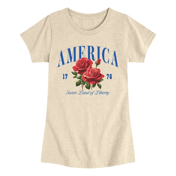 Instant Message - American Roses Fitted Short Sleeve Graphic T-Shirt
