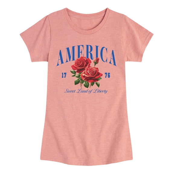 Instant Message - American Roses Fitted Short Sleeve Graphic T-Shirt
