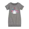 thumbnail image 1 of Instant Message - Americana - Axolotl Celebrating with Fireworks - Toddler & Youth Girls Fleece Dress, 1 of 6