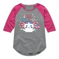 thumbnail image 1 of Instant Message - Americana - Axolotl Celebrating with Fireworks - Toddler & Youth Girls Raglan Graphic T-Shirt, 1 of 5