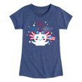 thumbnail image 1 of Instant Message - Americana - Axolotl Celebrating with Fireworks - Toddler & Youth Girls Short Sleeve Graphic T-Shirt, 1 of 6