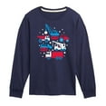 thumbnail image 1 of Instant Message - Americana - Red, White, & Blue Construction Trucks - Toddler & Youth Long Sleeve Graphic T-Shirt, 1 of 6