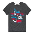 thumbnail image 1 of Instant Message - Americana - Red, White, & Blue Construction Trucks - Toddler & Youth Short Sleeve Graphic T-Shirt, 1 of 6