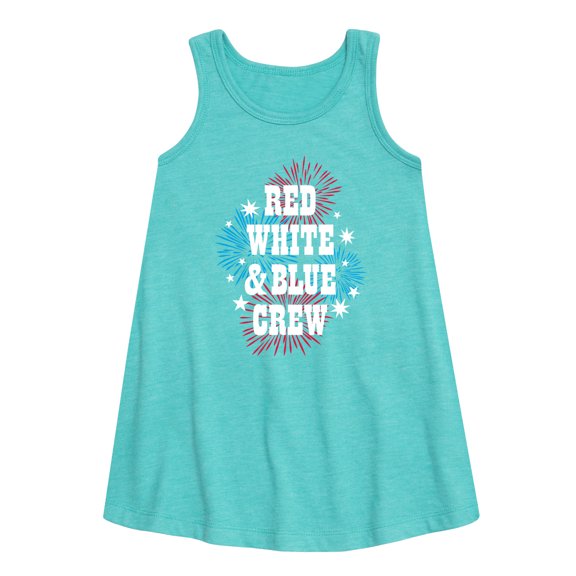 Instant Message - Americana - Red, White, & Blue Crew - Fireworks - Toddler & Youth Girls A-line Dress