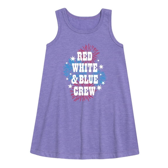 Instant Message - Americana - Red, White, & Blue Crew - Fireworks - Toddler & Youth Girls A-line Dress
