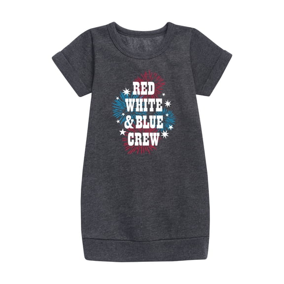Instant Message - Americana - Red, White, & Blue Crew - Fireworks - Toddler & Youth Girls Fleece Dress