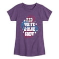 thumbnail image 1 of Instant Message - Americana - Red, White, & Blue Crew - Fireworks - Toddler & Youth Girls Short Sleeve Graphic T-Shirt, 1 of 6