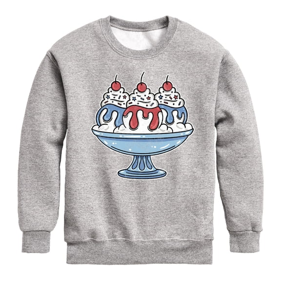 Instant Message - Americana - Red, White, & Blue Ice Cream Sundae - Toddler & Youth Crewneck Fleece Sweatshirt