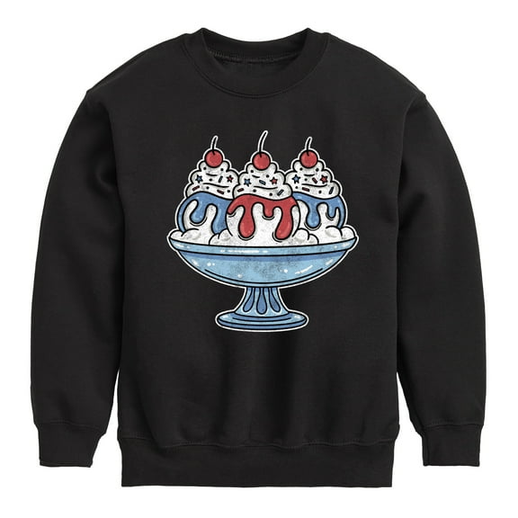 Instant Message - Americana - Red, White, & Blue Ice Cream Sundae - Toddler & Youth Crewneck Fleece Sweatshirt