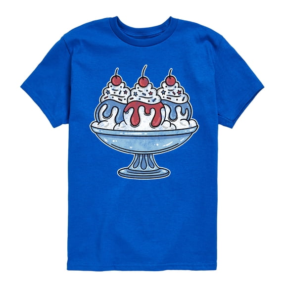 Instant Message - Americana - Red, White, & Blue Ice Cream Sundae - Toddler & Youth Short Sleeve Graphic T-Shirt