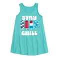 thumbnail image 1 of Instant Message - Americana - Stay Chill Patriotic Popsicles - Toddler & Youth Girls A-line Dress, 1 of 5