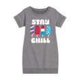 thumbnail image 1 of Instant Message - Americana - Stay Chill Patriotic Popsicles - Toddler & Youth Girls Fleece Dress, 1 of 1