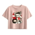 thumbnail image 1 of Instant Message - Amore Valentines Kitten - Youth Girls Boxy T-Shirt, 1 of 5