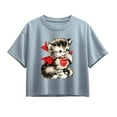 thumbnail image 1 of Instant Message - Amore Valentines Kitten - Youth Girls Boxy T-Shirt, 1 of 5